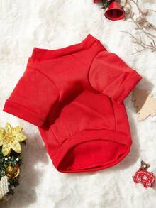 PETSIN 1 Pc Pet Christmas "Hohoho" Cartoon Print Cute Red Fleece Pullover - Multicolor - View 9