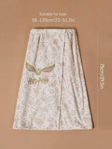 HARRY POTTER X SHEIN 金色飞贼全印花镂空沙滩巾，采用柔软超细纤维材质，礼品之选，适用于家居浴室夏季及返校季。 - 米色 - 查看 4