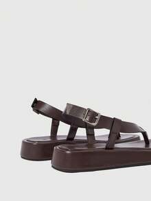 HighSole Women's Adjustable Buckle Strap Open Toe Platform Sandals, Soft & Comfortable Non-Slip, Suitable For Urban Minimalist Style, Casual, Commuting, Sightseeing, Beach, Music Festival, Versatile Summer Outfit - Coffee Brown - View 7