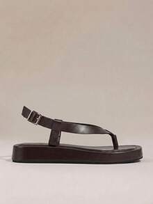 HighSole Women's Adjustable Buckle Strap Open Toe Platform Sandals, Soft & Comfortable Non-Slip, Suitable For Urban Minimalist Style, Casual, Commuting, Sightseeing, Beach, Music Festival, Versatile Summer Outfit - Coffee Brown - View 2