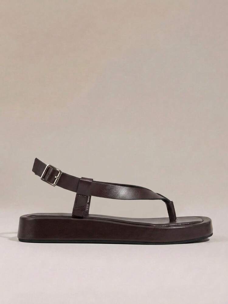HighSole 女士可调节搭扣露趾厚底凉鞋，柔软舒适防滑，适合都市简约风格、休闲、通勤、观光、海滩、音乐节等场合，是百搭的夏季服饰。 - 咖啡棕 - 查看 2