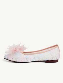 CUCCOO CHICEST Stylish And Sexy Closed Toe Pointed Women's Flat Shoes Rhinestone Flower Transparent Mesh Pink Flats - Pink - View 6