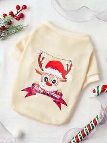 PETSIN 1 Pc Pet Christmas Reindeer Print Sweatshirt - Multicolor - View 4