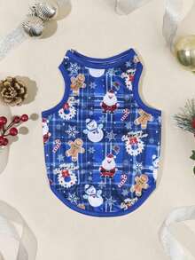 PETSIN 1pc Pet Christmas Santa Snowflake Blue Vest - Multicolor - View 6