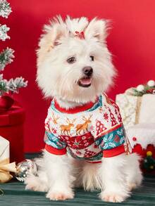 PETSIN 1 Pet Christmas Cat Dog Universal Striped Reindeer Geometric Snowflake Fel Island Pattern Print Plush Warm And Comfortable Dog Christmas - Multicolor - View 7
