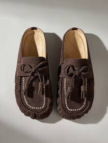 Solecia Ladies' New Slip-On Closed Toe Slippers Are Comfortable And Versatile, Casual And Retro Style - Chocolate Brown - View 2