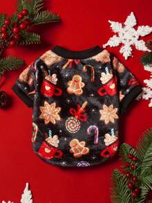 PETSIN 1 Pet Christmas Cat Dog Universal Red Navy Blue Christmas Tree Snowflake Fair Isle Pattern Print Plush Warm And Comfortable Dog Christmas - Multicolor - View 2