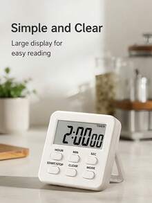 Teckwe 1pc Kitchen Timer Large LCD Display, Hours Count Down/Increment Function, Hour/Minute/Second Adjustment, One-Button Start/Stop, Clear Reset Button, Mode Switch Button, Back-To-School Essential - Multicolor - View 7