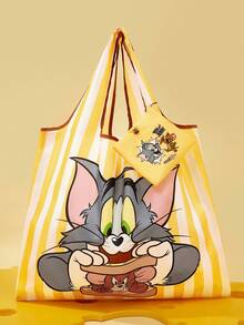 TOM & JERRY X SHEIN 卡通和字母图案可折叠可重复使用购物手提袋 - 彩色 - 查看 2