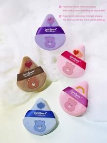 SHEIN X Care Bears 5件組印刷鬆散粉撲，超柔軟化妝海綿，適用於乾粉的臉部混合，定妝使用 - 彩色 - 查看 4