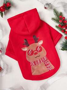 PETSIN 1pc Pet Reindeer Themed Fleece Sweatshirt, Christmas - Multicolor - View 4