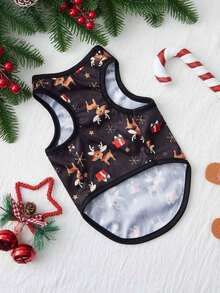 PETSIN 1pc Pet Christmas Reindeer Pattern Lightweight Breathable Vest - Multicolor - View 6