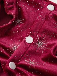 PETSIN 1pc Luxury Pet Velvet Snowflake & Star Print Dress, Christmas Outfit - Multicolor - View 10