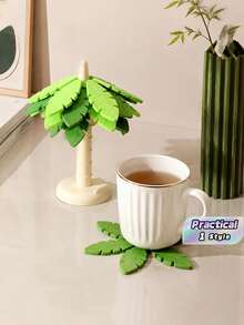 Leaf-Shaped Coasters, Multi-Color Calla Lily Potted Plant, Tropical Style Desktop Decor, DIY Assembly, Unique Gift For Plant Lovers - Green - View 1