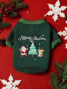 PETSIN 1 Pc Pet Christmas Cat Dog Universal Cute Santa Claus Elk Pattern Printed Green Warm And Comfortable Dog Christmas - Multicolor - View 2