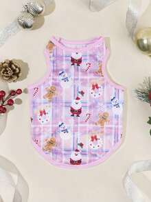 PETSIN 1pc Santa Claus & Snowflake Pet Pink Vest, Christmas - Multicolor - View 5