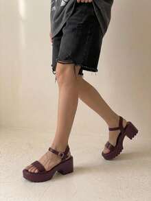 HighSole 女士时尚黑色高跟凉鞋，适合夏季毕业典礼、舞会、度假等各种场合，包括夏季、圣诞节、秋季、新年等节日。 - 酒紅色羊紋 - 查看 4