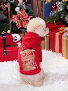 PETSIN 1pc Pet Reindeer Themed Fleece Sweatshirt, Christmas - Multicolor - View 3