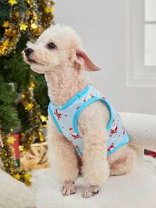 PETSIN 1pc Pet Christmas Santa Claus Pattern Vest - Multicolor - View 9