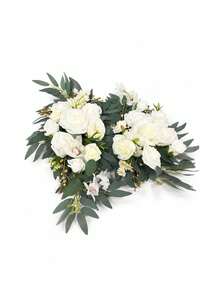 Cirelle 2pcs Artificial White Rose Wedding Arch Flowers Swag, Faux Silk Floral Swag Kit With Eucalyptus Leaves & Berries For Ceremony Arch, Reception, Door & Backdrop Decor - Multicolor - View 11