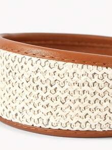 Opalesca French Light Luxury Brown Hemming Woven Wide Version Headband - White - View 6
