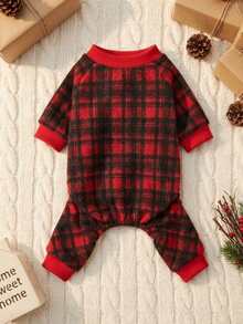 PETSIN 1pc Plaid Fleece Warm Jumpsuit Outfit For Medium Small Dog Breeds Like Poodle - Multicolor - View 4