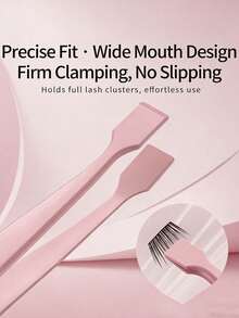 1/3 Pcs Professional Eyelash Extension Tweezers, Suitable For Beginners With Flat Head Design, Stainless Steel Material, Easier To Use Than Traditional Tweezers, Flat Head Design For Better Grip And Natural Fit, Suitable For Eyelash Extension - Pink - View 3