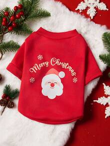 PETSIN 1 Pc Pet Christmas Cat Dog Universal Santa Claus Snow Letter Cute Pattern Printed Red Warm And Comfortable Dog Christmas - Multicolor - View 2