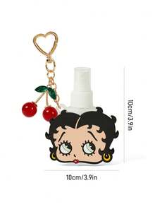 Betty Boop x SHEIN 復古女孩造型 PVC 噴霧瓶 60ml/2oz，愛心扣環與櫻桃吊飾，可掛在背包上，可重複填充的化妝水/洗手液旅行容器 - 彩色 - 查看 6