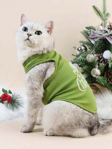PETSIN 1pc Green Christmas Tree Print Pet Vest For Holiday - Multicolor - View 9