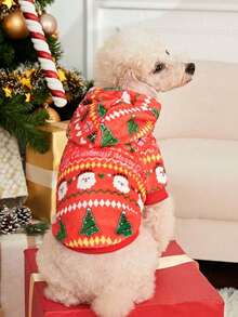 PETSIN 1件狗用連帽衛衣 馴鹿聖誕圖案寵物服飾 - 彩色 - 查看 5