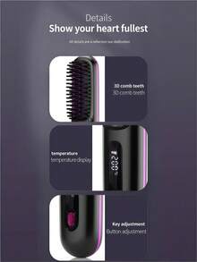 Teckwe Wireless Straightening Comb With LCD Display, Temperature Adjustment, Portable Small Sliding Comb, Female Negative Ion Hair Straightener Brush, Barbecue, Ceramic Coating, Equipped With A Tandem Dual-Cell Battery,2000mAh + 2000mAh - Multicolor - View 7