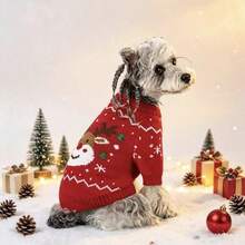 PETSIN 1 PC Christmas Pet Knitted Reindeer Pattern Sweater For Winter,Suitable For Cats And Small To Medium-Sized Dogs - Red - View 6