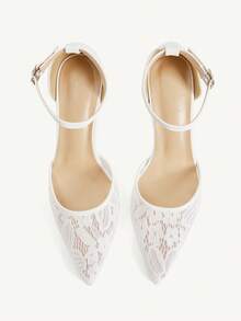 CUCCOO CHICEST Pointed Hollow Lace Hollow Versatile Elegant Fairy Style Sexy White High Heels - White - View 2