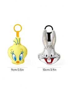 LOONEY TUNES X SHEIN 1个可爱动物毛绒挂件，精致刺绣，柔软材质，带圆形钥匙扣，有4种款式可供选择，可挂在包包和钥匙上。 - 彩色 - 查看 4
