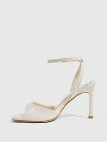 CUCCOO SZL Off-White 方頭細高跟扣帶優雅女款涼鞋 - 米白色 - 查看 4