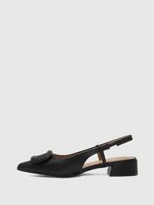 CUCCOO BIZCHIC Casual Simple Solid Color Empty Pointed Women's Flat Shoes - Classic Black - View 4