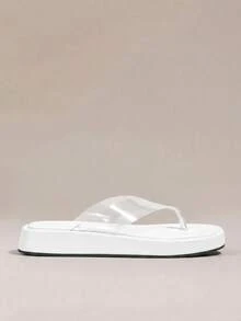 HighSole Spring And Summer New Design Open-Toed Thick Sole Heightening Women's Sandals Shopping Seaside Vacation - Transparent white - View 2