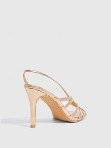 CUCCOO SZL Champagne Gold Strap Back Empty High Heel Sandals Women's Summer Temperament Open-Toed Strap Party Fairy Shoes - Champagne gold - View 3