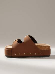 Solecia Woman Shoes Fashionable Thick-Soled Slippers For Versatile Use For Spring And Summer Vacation Shoes - Coffee Brown - View 3