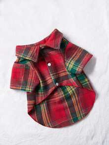 PETSIN 1pc Christmas Mixed Color Checkered Warm Lining Pet Shirt - Multicolor - View 8