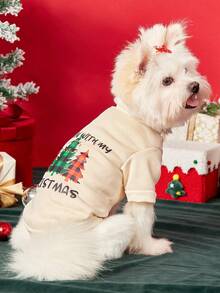 PETSIN 1 Pc Pet Christmas Cat Dog Universal Christmas Tree "Merry Christmas" English Pattern Printed Apricot Fleece Warm And Comfortable Dog Christmas - Multicolor - View 7