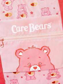 SHEIN X Care Bears 卡通熊可折疊旅行托特包，大容量聚酯纖維手提包，附行李箱套筒，可折疊設計，適合旅行、商務攜帶衣物與日常用品 - 藕粉色 - 查看 6