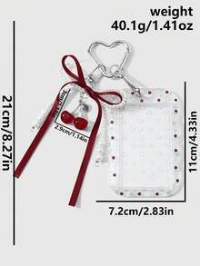 ROMWE Kawaii 1件輕奢高端時尚紅色手工仿珍珠蝴蝶結樹脂櫻桃波點星星壓克力學生識別證套 DIY鑰匙圈包包掛飾 - 紅色-38 - 查看 3