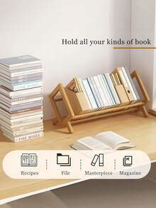 1pc Desktop Bookshelf Storage Rack, Simple Tabletop Organizer For Picture Books, Office Documents, Small Countertop Display Shelf For Home Study Decor - primary color - View 8