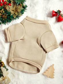 PETSIN 1 Piece Cute Deer Pattern Printed Pet Khaki Thick, Warm, Soft And Comfortable Pet Clothing - Multicolor - View 3