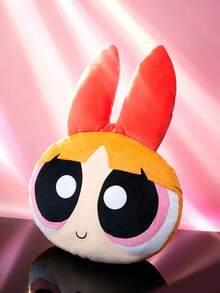 THE POWERPUFF GIRLS X SHEIN 红色毛绒女孩造型抱枕，靠垫，情人节，Y2K - 紅色 - 查看 2
