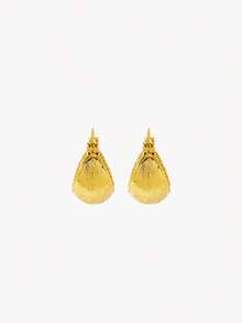 Opalesca Two Retro Matte Texture C-Ring Earrings, Half-Circle Diamond-Set Small Gold Bean Ear Buckles, Light Luxury And Versatile Semi-Round Stud Earrings. - Brushed gold - View 8