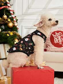 PETSIN 1pc Santa Claus Cartoon Pet Christmas Vest For Dogs - Multicolor - View 6