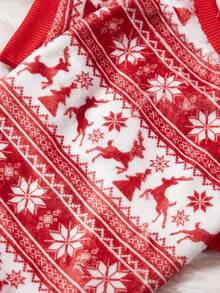 PETSIN 1 Pet Christmas Cat Dog Universal Red And White Striped Reindeer Geometric Snowflake Fel Island Pattern Print Plush Warm And Comfortable Dog Christmas - Multicolor - View 6